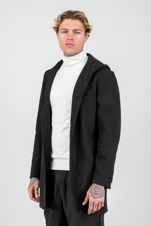 Hooded Coat In Black